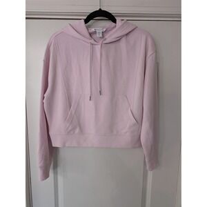 Athleta Luxe Hoodie Lilac Pink Cropped Sweatshirt Womens Small athleisure cozy